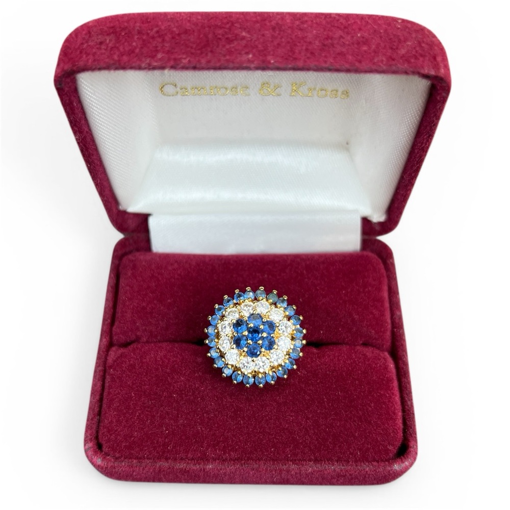 JBK Jackie Kennedy Gold (Plated) Ring w/Blue & Clear Crystals by Camrose & Kross